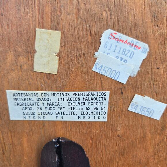 Vintage Mayan Aztec Calendar Clock Wall Plaque Green Red Felt - Picture 10 of 14